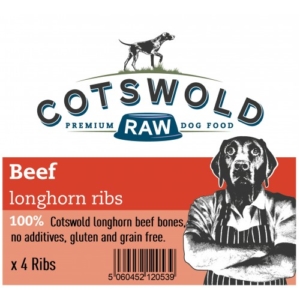 Cotswold Raw Dog Treat Beef Longhorn Ribs 4 Pack